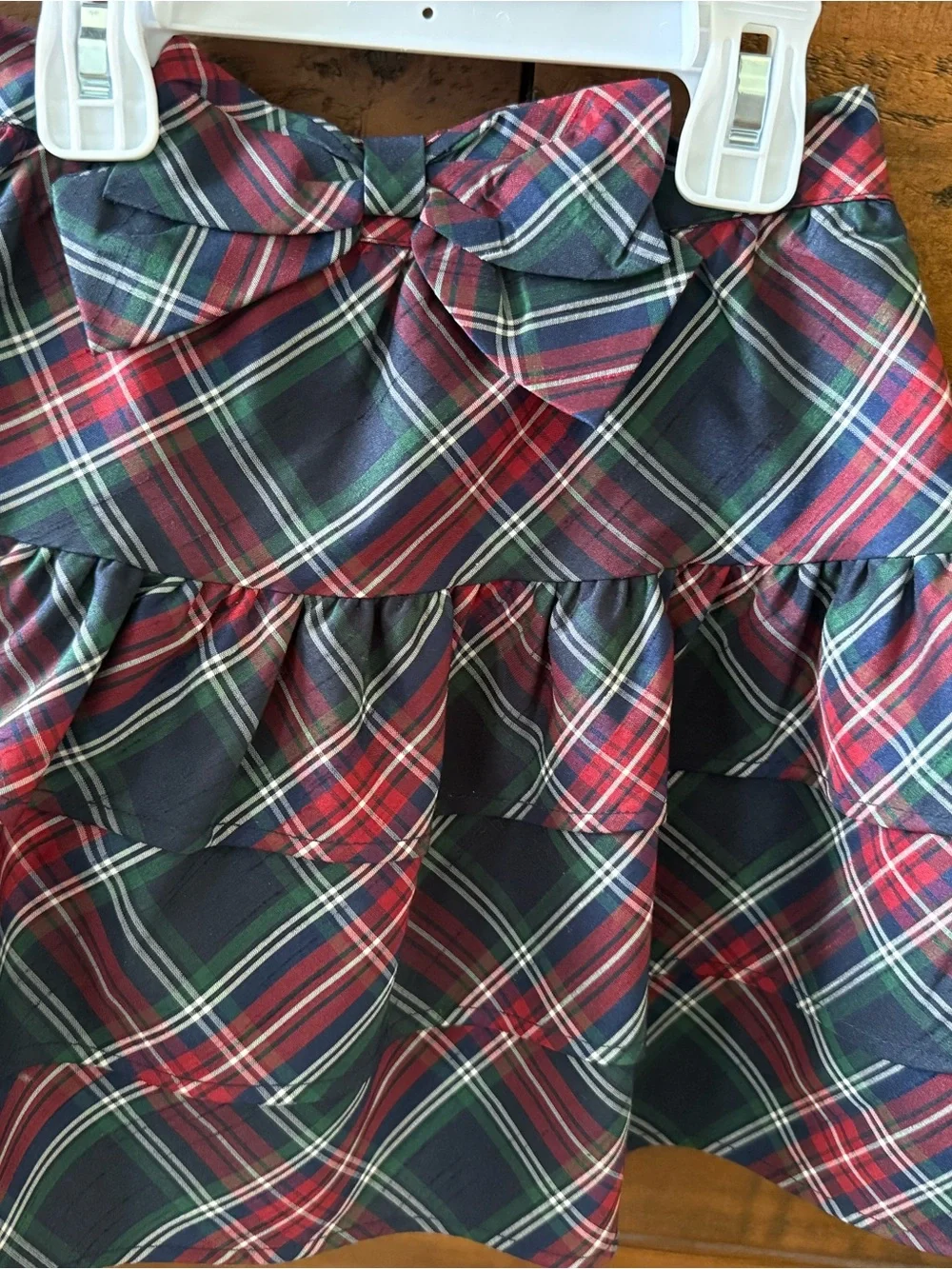 Gymboree Navy Sweater with Red & blue Plaid ruffled skirt